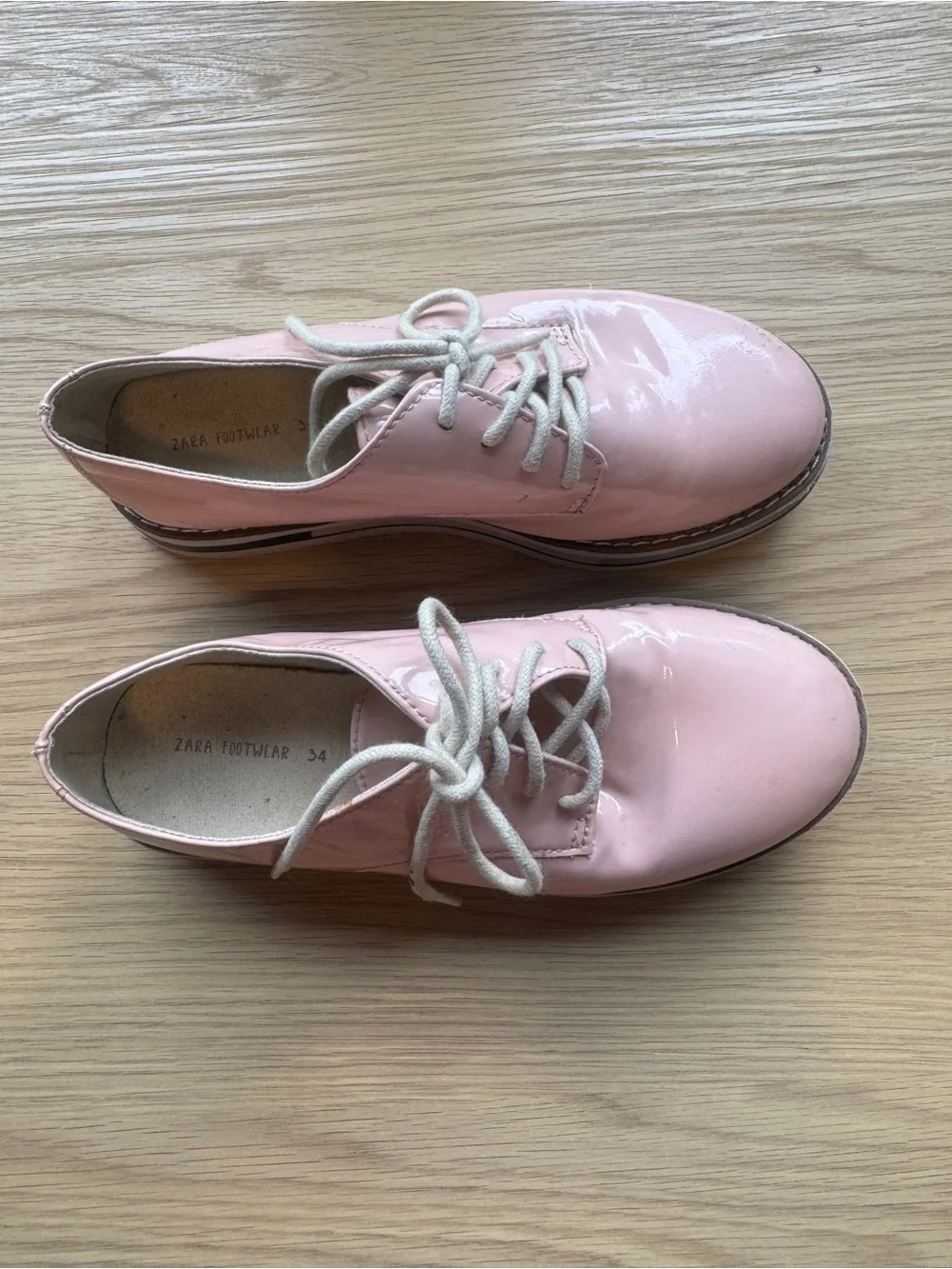 Girls Pink Patent Lace-Up Platform Oxfords